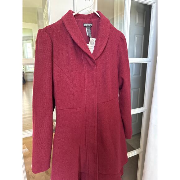 NWT Hot Topic Burgundy Hi-Lo Ruffled zippeder Coat junior XL - Picture 9 of 13